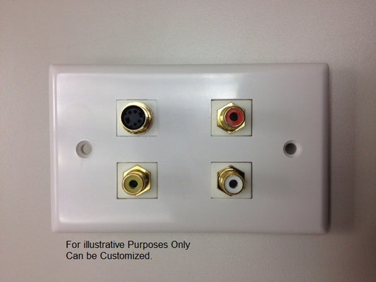 Custom Audio/Video Wall Plate-Single Gang Plastic (1-4 openings) White