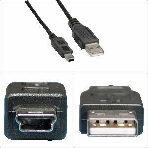 USB 2.0 A Male to Mini 5pin Male 6' Cable