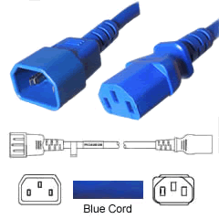 PDU Power Cord- Blue Jacket - 6 Feet C14 to C13 - 15Amp 14 awg- 5 pack