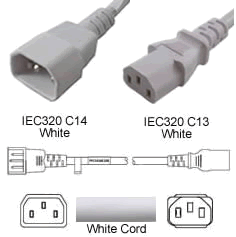 5-Pack PDU Power Cord- White Jacket - 6 Feet C14 to C13 - 10Amp 18...
